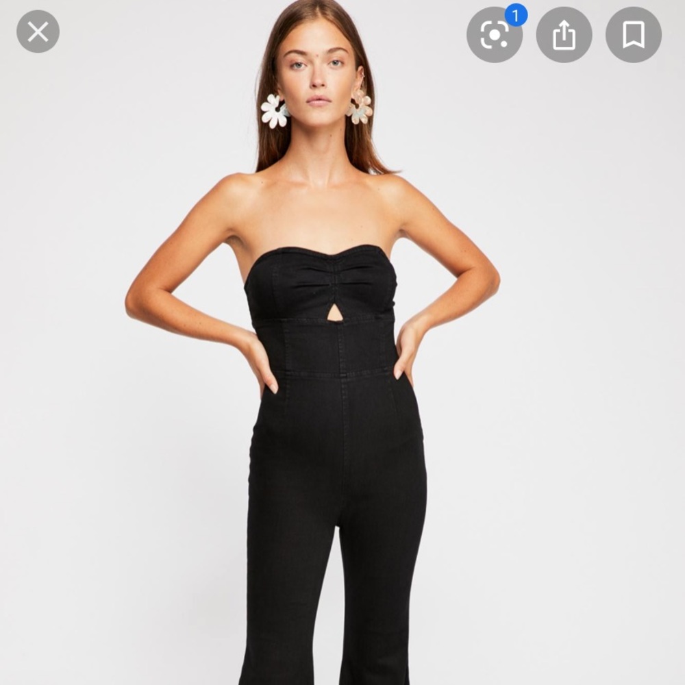 Free people Lydia black flare bottomed jumpsuit